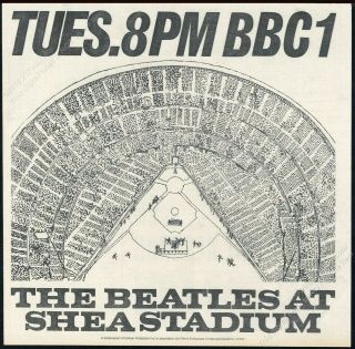 1966 The Beatles Shea Stadium Concert Bbc1 Scarce Uk Vintage Print Ad