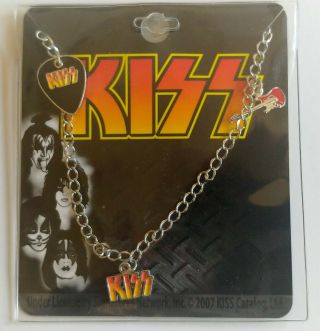 Kiss Band 3 Charm Necklace Guitar,  Pick,  Logo 2007 Metal Mafia Jewelry