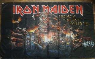 Iron Maiden Flag Banner Legacy Beast Tour Show Rare Poster Huge Over 4 