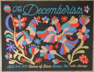 2015 The Decemberists - Boston Silkscreen Concert Poster By Nate Duval