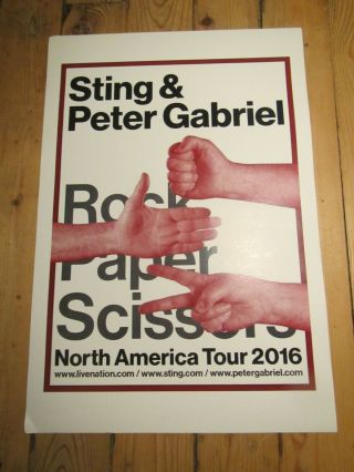 Rare Peter Gabriel & Sting Rock,  Paper,  Scissors North America Tour 2016 Poster