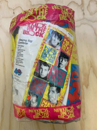 Vtg Nkotb Kids On The Block 1990 Graphic Sleeping Bag With Wrapper