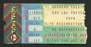 1980 Devo Concert Ticket Stub Boston Are We Not Men We Are Devo Rare