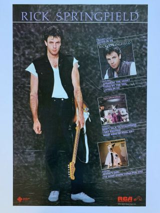 1983 Rick Springfield Living In Oz Promotional Rock Poster 24” X 36”