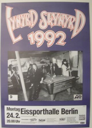 Lynyrd Skynyrd Concert Tour Poster 1992 1991