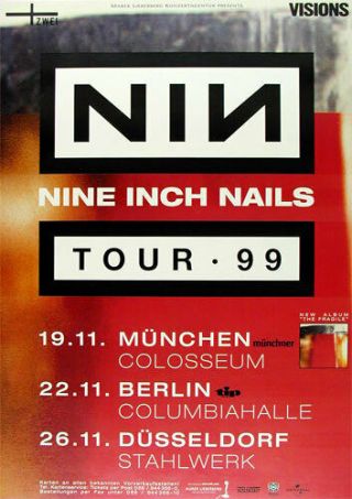 Nine Inch Nails 1999 German Concert Poster Munchen Berlin Trent Reznor Nin