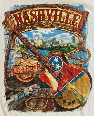Hard Rock Cafe Nashville 2016 City Tee White T - Shirt 2x Xxl Men 