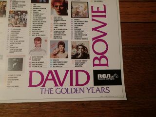 DAVID BOWIE RCA PROMO POSTER - 182 Reasons Why - 1983 - The Golden Years - RARE NUMBERED 2