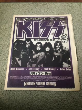 Kiss Band Reunion Tour Madison Square Garden Concert Full Page Ad 1996 Msg