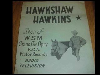 Vtg 1957 Hawkshaw Hawkins Autographed Souvenir Program Country Music Radio Star