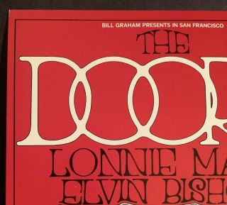 BG 186 THE DOORS Jim Morrison Cow Palace Postcard Bill Graham Randy Tuten 1969 2