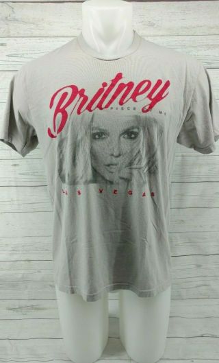 Britney Spears Gray Las Vegas 2017 Piece Of Me Concert Tour Top T - Shirt Sz Lrg