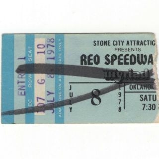 Rainbow & Reo Speedwagon Concert Ticket Stub Oklahoma 7/8/78 Ronnie James Dio