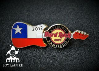 Hard Rock Cafe Santiago Chile Grand Opening Flag Guitar Pin 2012