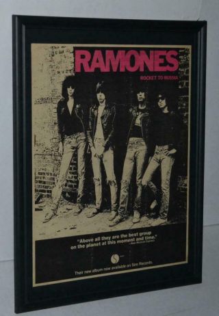 Ramones 1977 Rocket To Russia Promotional Framed Poster / Ad