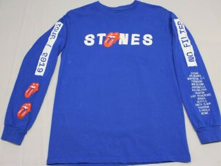 Rolling Stones 2019 No Filter Tour Long Sleeve T - Shirt Size Small Blue