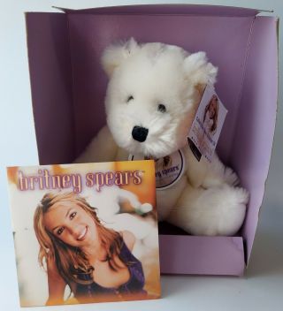 2000 Britney Spears Official Teddy Bear With Cd Button Pin Bonus