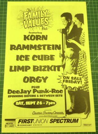 Korn Rammstein Ice Cube Limp Bizkit Orgy 1998 Concert Poster