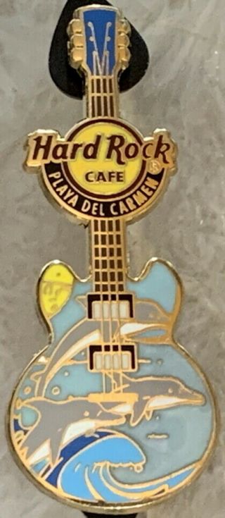 Hard Rock Cafe Playa Del Carmen 2019 Dolphins Jumping Wave On Guitar Pin 527619