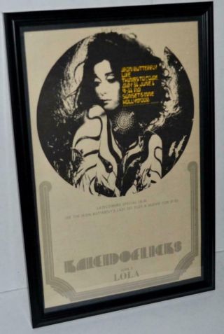Iron Butterfly 1968 Kaleidoscope Club Framed Promotional Concert Poster / Ad
