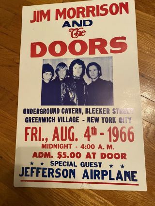 Jim Morrison The Doors Concert Poster Jefferson Airplane - 13.  5 " X22 " York