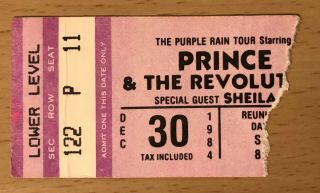 1984 Prince & The Revolution Purple Rain Tour Dallas Concert Ticket Stub Sheila