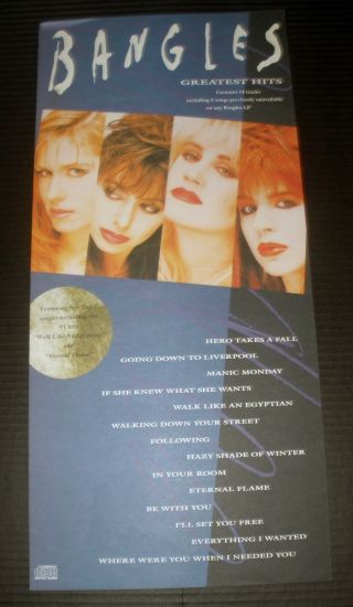 The Bangles Greatest Hits 1990 Vintage Music Record Store Promo Display Poster