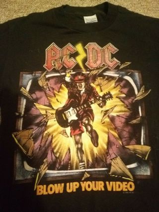 Ac/dc Blow Up Your Video True Vintage M 1988 Tour Dates Shirt Angus Young Med