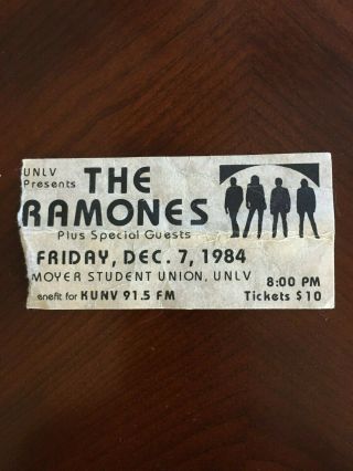 1984 Ramones Concert Ticket Stub Unlv Las Vegas