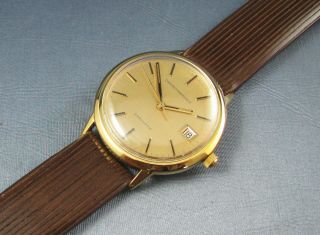 Vintage Girard Perregaux Gyromatic 10k Gold Gf Automatic Mens Date Watch 1970