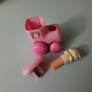 Hello Kitty Eraser & Pencil Sharpener Train Toy Office School Supplies Pink Desk