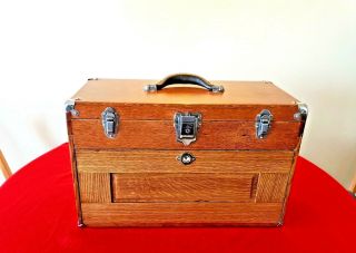 Vintage H.  Gerstner & Sons 7 Drawer Wooden Machinist Toolbox Chest