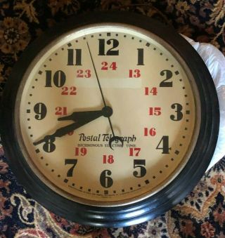 Rare Large Vintage Hammond Instrument Co Postal Telegraph Wall Clock 20 " Usa