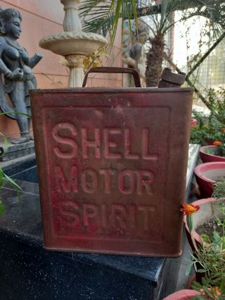 Vintage Old Rare Shell Motor Spirit Ad.  Sign Petrol Tin Box Collectible Oil Box