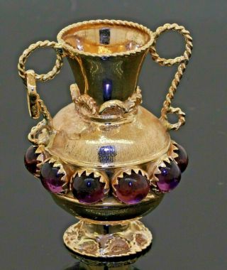 Vintage Heavy 14k Gold 5mm Cabochon Pink Tourmaline Vase Charm/pendant