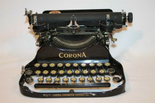 Vintage Patented 1917 Corona No.  3 Folding Typewriter In Case -
