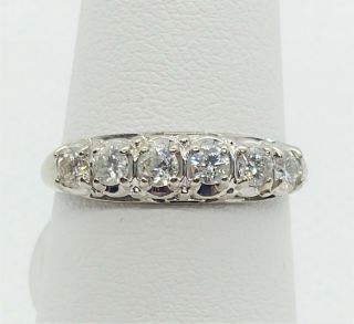 Vintage 14k White Gold & Natural Diamond Ring Band 1.  9g (10024)