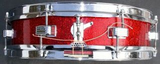 Vintage red sparkle snare drum 3.  5 x 14 Ludwig Keystone badge,  Drum Seeker Bag 2