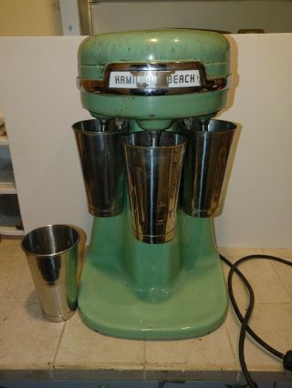 Vintage Jadite Green Hamilton Beach 40 - Dm Triple 3 Head Milkshake Mixer Maker