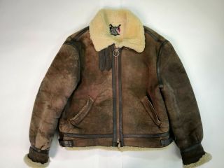 Schott B3 Leather Sheepskin Shearling Bomber Jacket B - 3 Size 50 Vintage From 80s