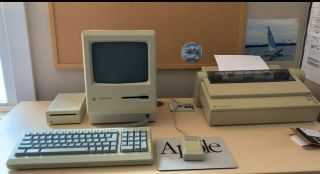 Vintage Apple Macintosh Plus Computer,  Keyboard,  Mouse,  3.  5 Drive,  Printer