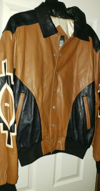 Michael Hoban North Beach Jacket Leather Aztec Size 44 Silk Lining,