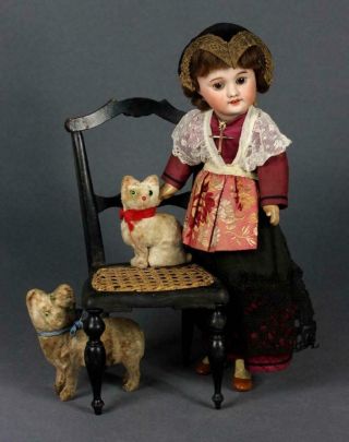 All Antique 13 " French Bisque Sfbj French Provincial Fashion Doll