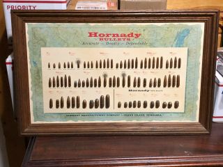 Vintage Hornaday Bullets Ammo Guns Shooting Old Store Display Sign