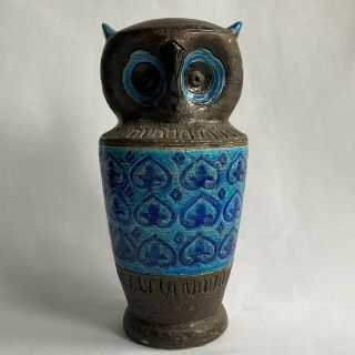 Vtg Mid Century Rosenthal Netter Bitossi Italy Art Pottery Owl Rimini Blue