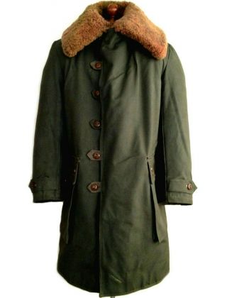 Vtg Mens 1940s Swedish Sheepskin Ww2 M1909 Mats Larsson Army Parka Jacket Coat 2