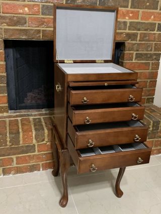 Vintage Jewelry Cabinet Chest Big Storage Box Organizer Drawers Removable Base