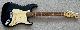 Vintage Fender Squier Bullet Stratocaster Black Body Strat Electric Guitar