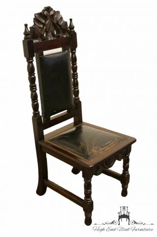 1960 ' s Vintage Antique Jacobean Gothic Revival Ornate Dining Side Chair 2