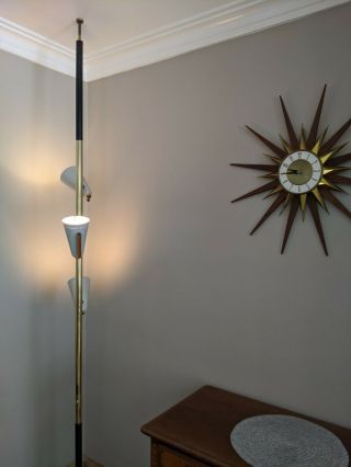 Vtg Mid Century Modern Retro Stiffel Tension Pole Lamp 3 Way